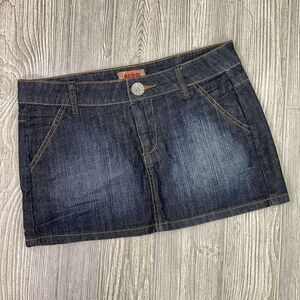 Vintage Y2K Micro Mini Skirt Dark Wash Denim NOBO No Boundaries SZ 9 00s VTG Poc